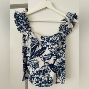 Abercrombie & Fitch Navy Floral Ruffle Strap Camisole